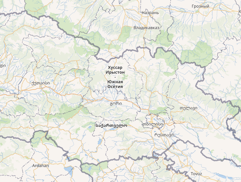 Mapa Gruzie s trasou itineráře